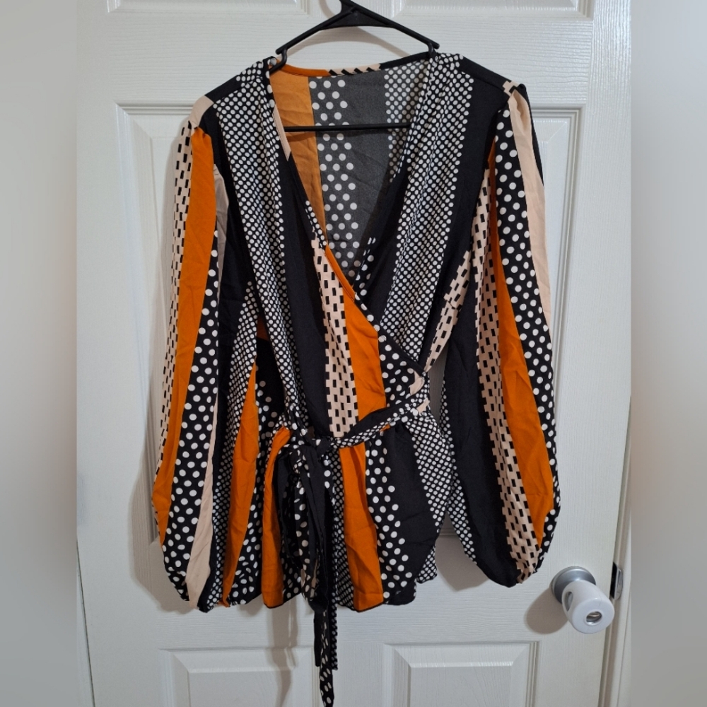 Fall colored wrap blouse